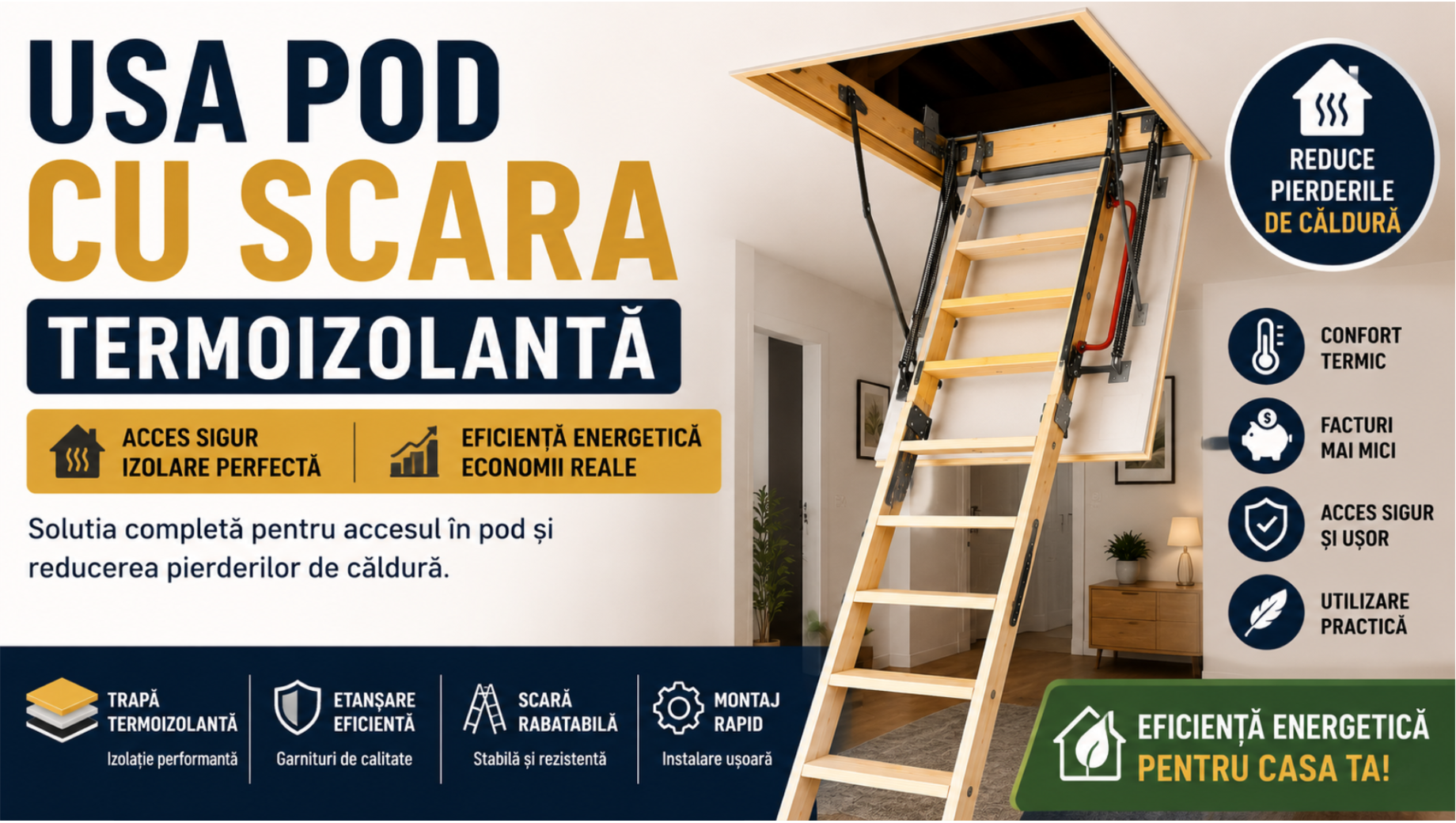 Usa pod cu scara termoizolanta - Eficienta energetica, economii reale