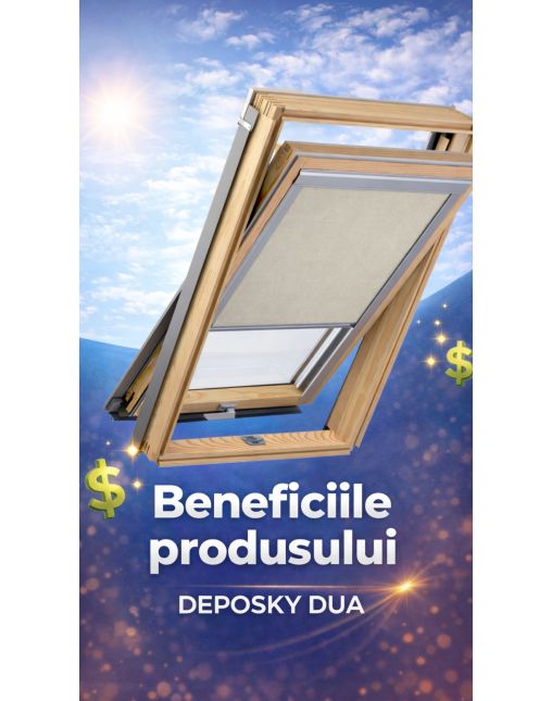 Rulou interior opac DEPOSKY DUA compatibil cu Dakea, Velux, Fakro, Optilight, Baudeman