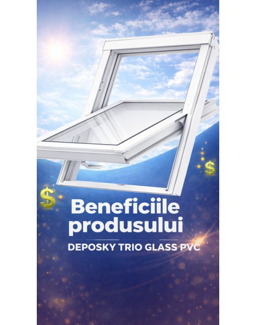PRODUS RESIGILAT - Fereastra mansarda DEPOSKY TRIO PVC, 55x98, 3 sticle, maner jos