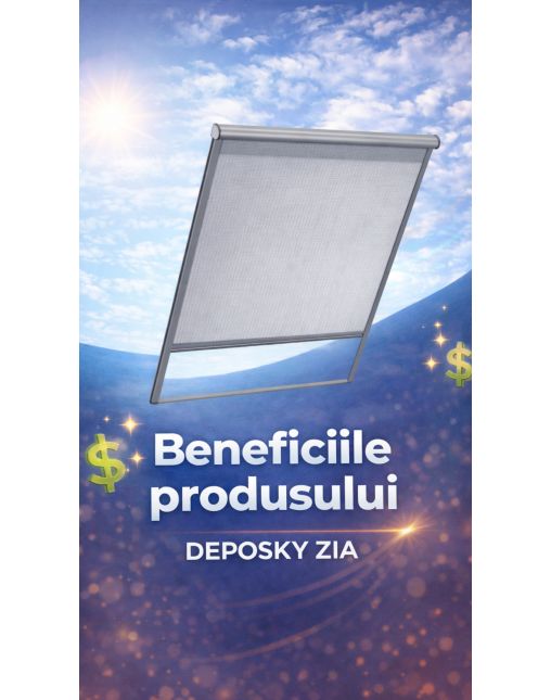 Plasa insecte DEPOSKY ZIA pentru fereastra mansarda compatibila cu: Deposky, Velux, Dakea, Baudeman
