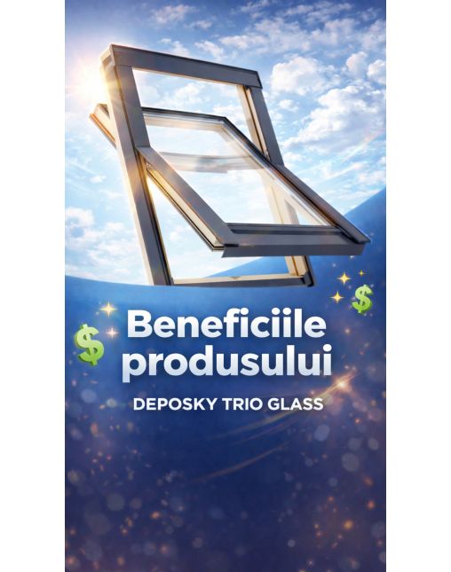 Fereastra mansarda DEPOSKY TRIO GLASS 3 sticle, maner jos
