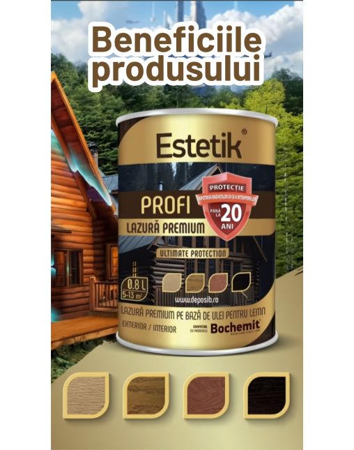 Lazura lemn ESTETIK PROFI 3L STEJAR, protectie avansata UV