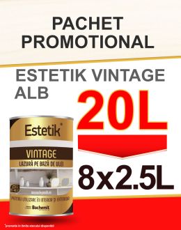 PACHET PROMO Lazura lemn ESTETIK VINTAGE ALB, 8x2.5L
