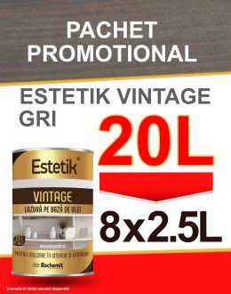 PACHET PROMO Lazura lemn ESTETIK VINTAGE GRI, 8x2.5L