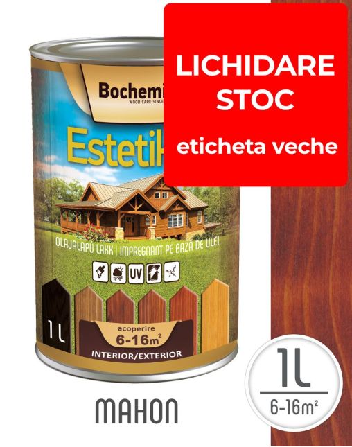 Lazura lemn BOCHEMIT ESTETIK CLASIC 1L MAHON, protectie UV