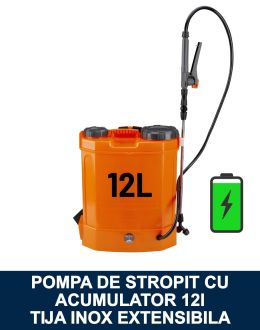 Pompa de stropit / Vermorel electric 12L cu acumulator, tija extensibila din inox