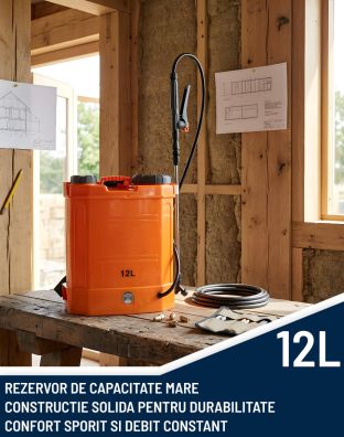 Pompa de stropit / Vermorel electric 12L cu acumulator, tija extensibila din inox