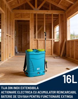 Pompa de stropit / Vermorel electric 16L cu acumulator, tija extensibila din inox