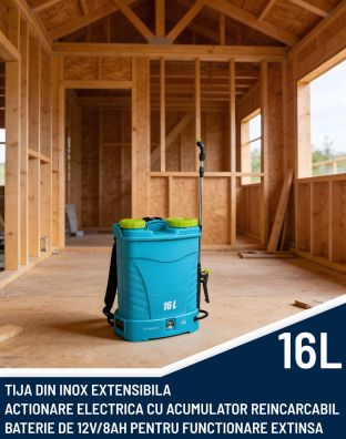 Pompa de stropit / Vermorel electric 16L cu acumulator, tija extensibila din inox