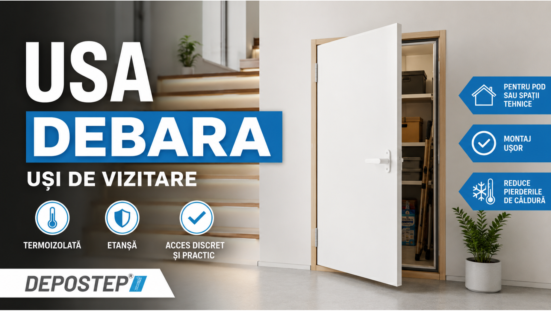 Usa debara – soluția practică pentru acces rapid în spații de depozitare, pod sau zone tehnice