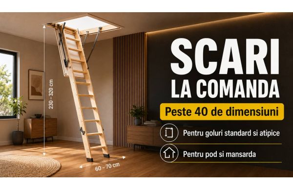 Scari la comanda pentru pod si mansarda. Ai un gol atipic? Alege din peste 40 de dimensiuni!