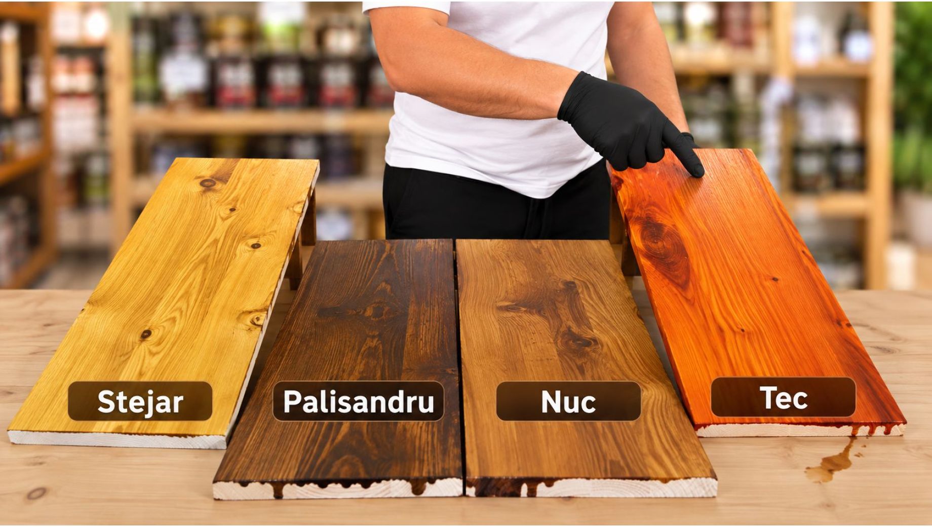 Colegii nostri au testat nuantele Estetik Decking & Terrace direct pe lemn