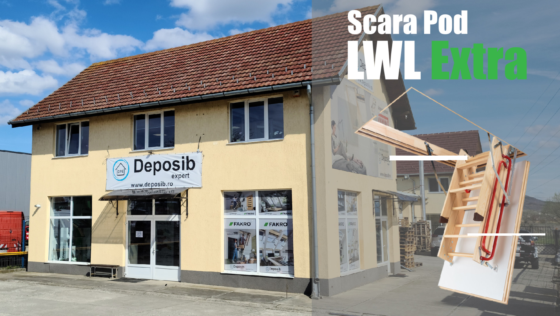 Prezentare scara pod Fakro LWL Extra in showroom Deposib Expert