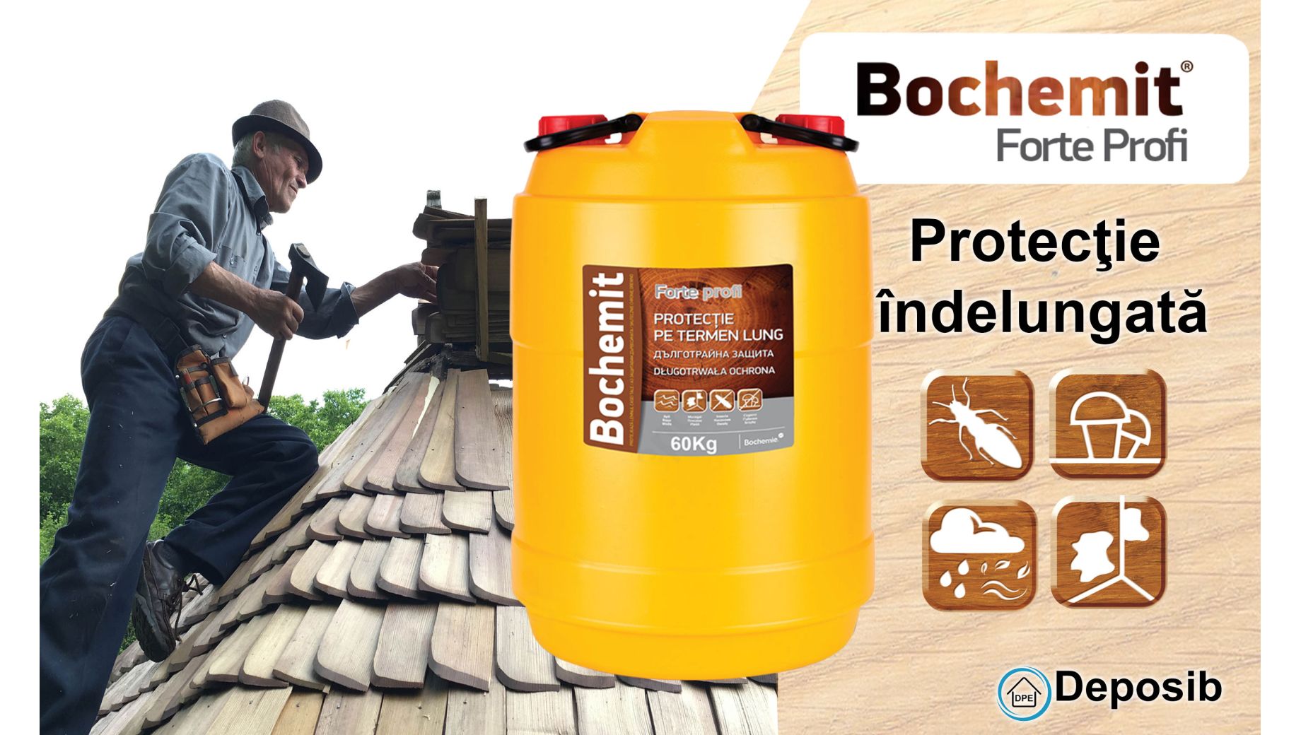 Bochemit Forte Profi — Tratare Lemn Acoperiș | Deposib