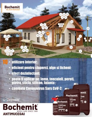 Solutie antimucegai si curatare lemn innegrit BOCHEMIT ANTIMUCEGAI 5KG