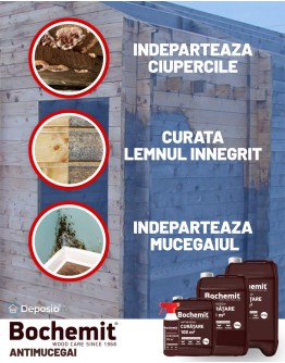 Solutie antimucegai si lemn innegrit Bochemit Antimucegai 500ml, 10m2, efect curatare profunda