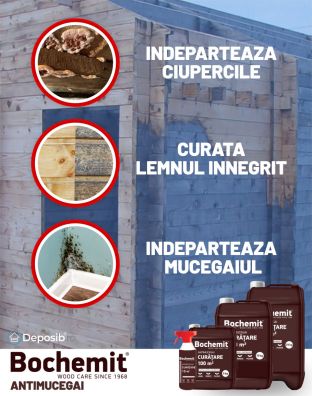 Solutie antimucegai si curatare lemn innegrit BOCHEMIT ANTIMUCEGAI 5KG
