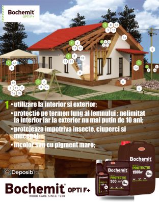 Grund lemn BOCHEMIT OPTI F+t 25KG MARO, anti insecte, ciuperci si mucegai