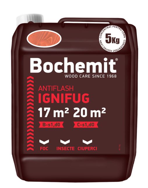 Solutie ignifugare lemn BOCHEMIT ANTIFLASH 5KG MARO, B-s1 d0, C-s1 d0