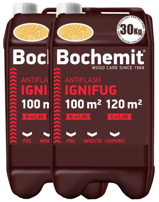  Solutie ignifugare lemn BOCHEMIT ANTIFLASH 2x30KG TRANSPARENT, B-s1 d0, C-s1 d0