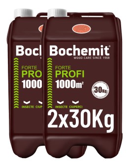 Solutie protectie lemn in contact cu solul sau apa Bochemit Forte Profi 2x30Kg, maro, concentrat, 2000m2, anti insecte si ciuperci. Uz industrial.