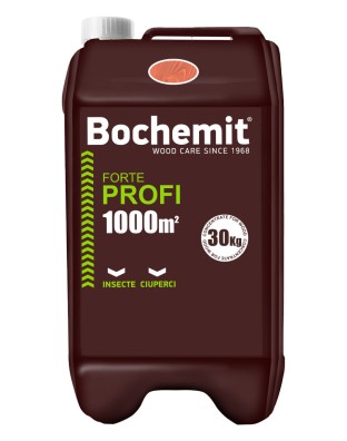 Solutie protectie lemn in contact cu solul sau apa Bochemit Forte Profi 30Kg, maro, concentrat, 1000m2, anti insecte si ciuperci. Uz industrial.
