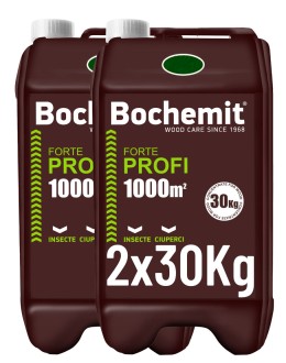 Solutie protectie lemn in contact cu solul sau apa Bochemit Forte Profi 2x30Kg, verde, concentrat, 2000m2, anti insecte si ciuperci. Uz industrial.