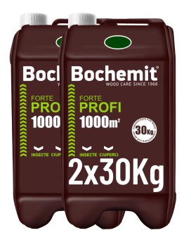 Solutie protectie lemn in contact cu solul sau apa Bochemit Forte Profi 2x30Kg, verde, concentrat, 2000m2, anti insecte si ciuperci. Uz industrial.