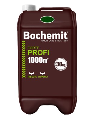 Solutie protectie lemn in contact cu solul sau apa Bochemit Forte Profi 30Kg, verde, concentrat, 1000m2, anti insecte si ciuperci. Uz industrial.