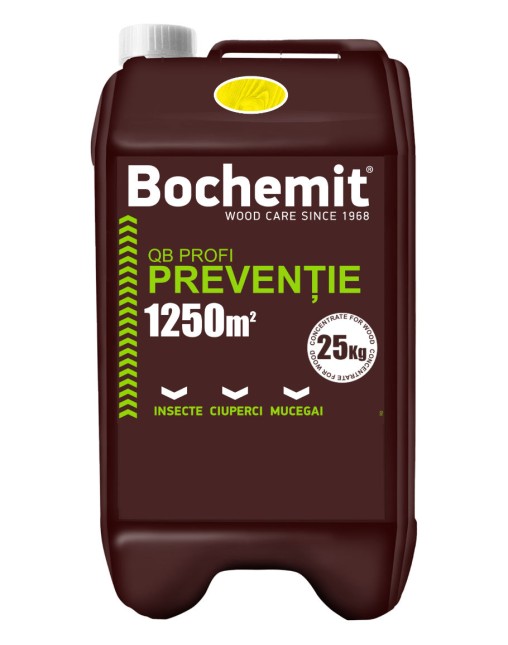 Solutie protectie preventiva lemn Bochemit QB Profi 25Kg, galben, concentrat, 1250m2, anti insecte, ciuperci si mucegai. Uz Industrial.