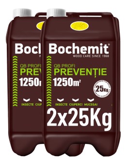 Solutie protectie preventiva lemn Bochemit QB Profi 2x25Kg, galben, concentrat, 2500m2 anti insecte, ciuperci si mucegai. Uz Industrial.