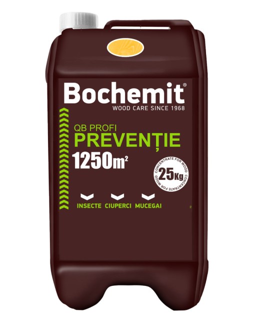 Solutie protectie preventiva lemn Bochemit QB Profi 25Kg, transparent, concentrat, 1250m2, anti insecte, ciuperci si mucegai. Uz Industrial.