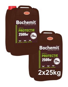 Solutie protectie preventiva lemn Bochemit Opti F+ 2x25Kg, maro, concentrat, 5000m2 anti insecte, ciuperci si mucegai