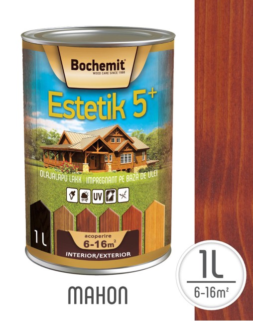 Lazura lemn Bochemit Estetik Clasic 1L, mahon, protectie UV