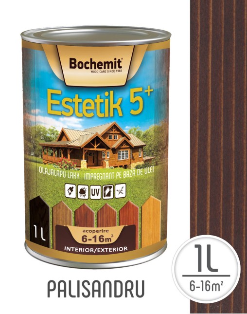 Lazura lemn Bochemit Estetik Clasic 1L, palisandru, protectie UV
