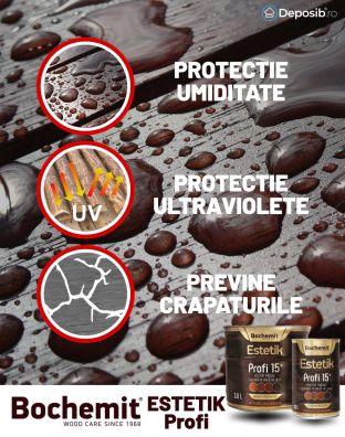 Lazura lemn BOCHEMIT ESTETIK PROFI 3L TEC, protectie avansata UV