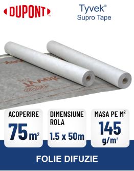 Folie anticondens si difuzie cu banda adeziva DUPONT TYVEK SUPRO TAPE