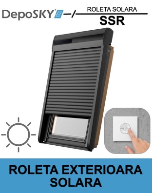 Roleta exterioara solara DEPOSKY SSR pentru ferestrele de mansarda, din aluminiu, cu rol de protectie la caldura