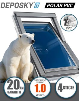 Fereastra mansarda DEPOSKY POLAR PVC, 4 sticle, maner jos