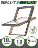 Fereastra mansarda DEPOSKY DUO GLASS 2 sticle, lemn, maner jos