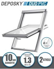 Fereastra mansarda DEPOSKY DUO PVC, 2 sticle, maner jos