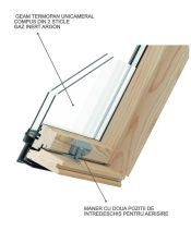 Fereastra mansarda DEPOSKY DUO GLASS 2 sticle, lemn, maner jos