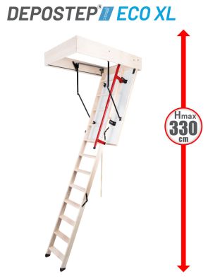 Scara pod DEPOSTEP ECO XL chepeng pod pliabil din lemn, maner telescopic, H max 330 cm