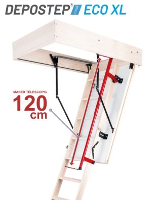 Scara pod DEPOSTEP ECO XL chepeng pod pliabil din lemn, maner telescopic, H max 330 cm