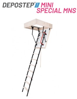 Scara pod DEPOSTEP MINI SPECIAL MNS scurta, metalica cu trepte din lemn, H max 260-265 cm