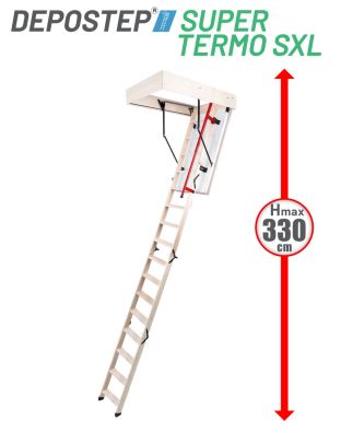 Scara pod DEPOSTEP SUPER TERMO SXL chepeng pod pliabil din lemn, maner telescopic, H max 330 cm