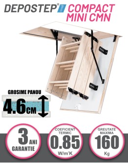 Scara pod DEPOSTEP COMPACT MINI CMN scurta, pliabila din lemn, H max 275-280 cm 