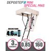 Scara pod DEPOSTEP MINI SPECIAL MNS scurta, metalica cu trepte din lemn, H max 260-265 cm