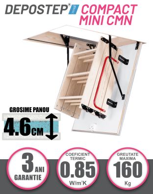 Scara pod DEPOSTEP COMPACT MINI CMN scurta, pliabila din lemn, H max 275-280 cm 