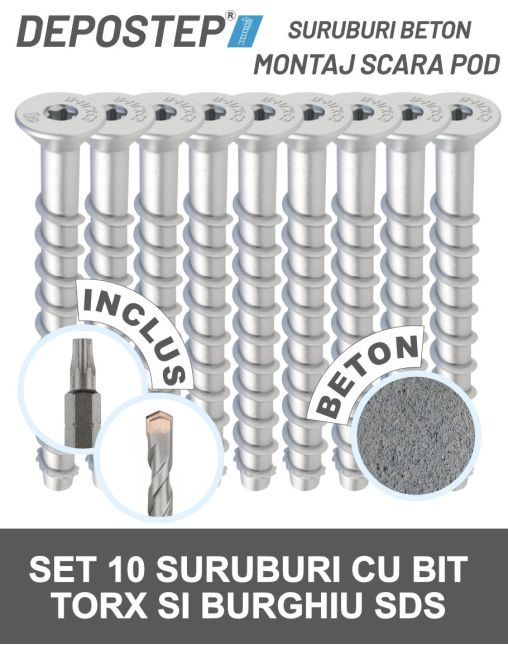 Suruburi beton pentru montajul scarilor Depostep set 10 buc